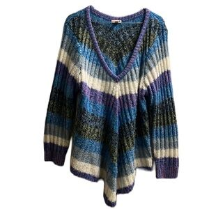Bongo Plus, 100% Acrylic Multi Colors, Long Sleeve V-Neckline Sweater Size 1X